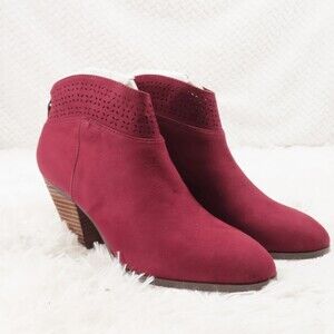 Violet & Red Burgundy Jackson Laser Cut Bootie 7.5